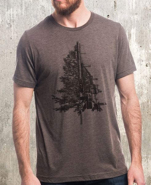 

дерево индустриальный пейзаж t-shirt - шелкографической футболка мужчины майка