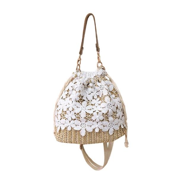 

handbag summer women beach flower straw bucket bag burlap flap bags leaf decoration shoulder bags dropship #zer