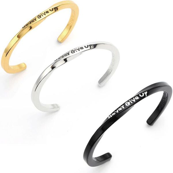 

3pcs/lot fashion jewelry bangles never give up for men and women, Black