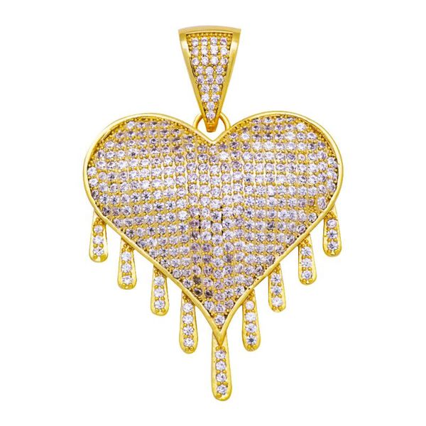

lureen hip hop iced out cz heart tassle pendant necklace for women men gold silver color long chains fashion jewelry gift