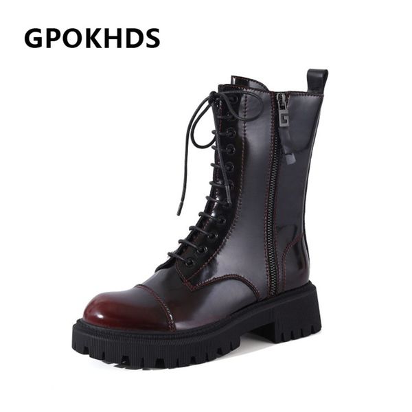

gpokhds 2021 women ankle boots cow leather winter short plush round toe zipper high heels female riding boots size 42, Black