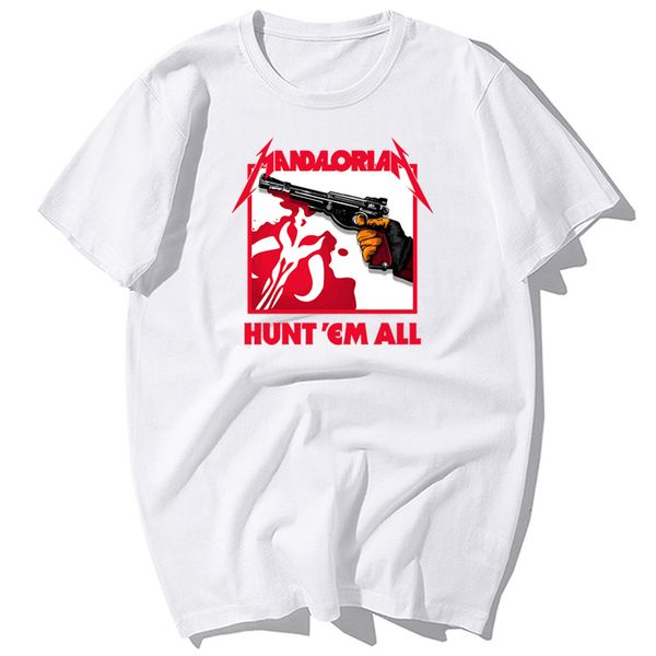 

fashion tv show the mandalorian hunt'em all print t-shirt men summer casual cotton short sleeve t-shirts harajuku streetwear