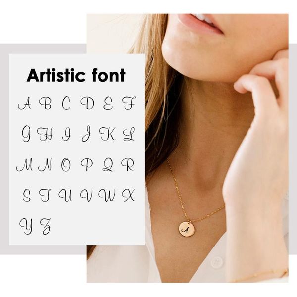 

new simple fashion short necklace clavicle chain 316l titanium steel lettering alphabet pendant women necklace jewelry, Silver