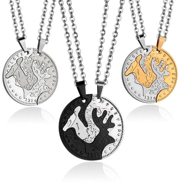 

pendant necklaces women stainless steel chain necklace gifts for male couple accessories jewelry on the neck wholesale, Silver