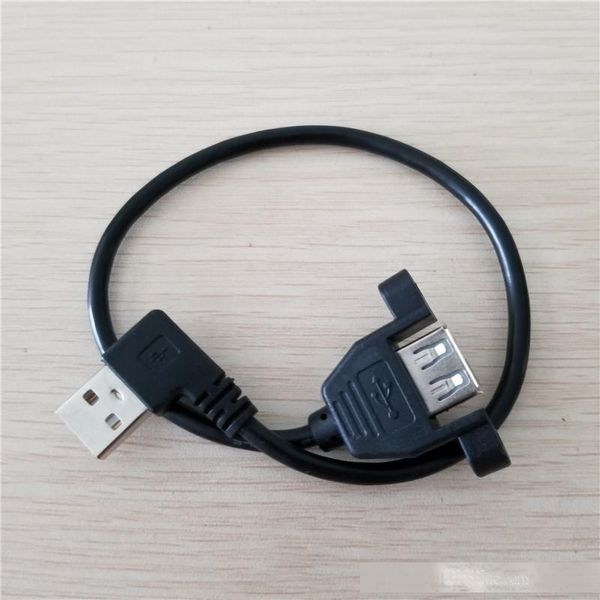 

screw lock panel mount 90 degree left angled usb 2.0 a male to female m/f date cable 30cm