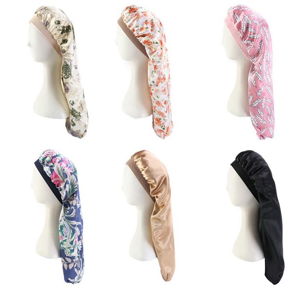 

горячие продажи резинка сатин карманный bonnet silky dreadlock плетенки багги cap женщины длинные hat волос спящий cap, Blue;gray