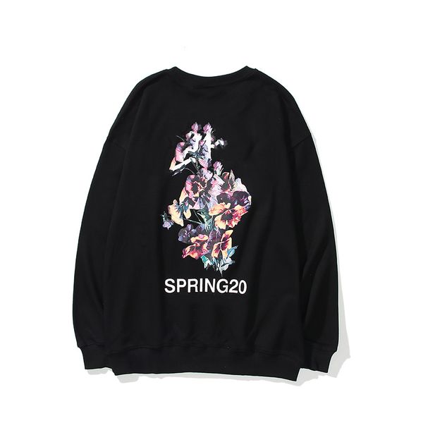 

mens hoodies letter print flowers hip hop o-neck male sweater sweatshirt casual fashion men loose hoodie black and white size m-2xl