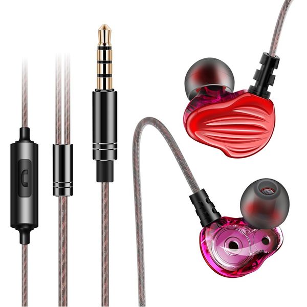 

fonge f6 earphone dual driver super bass headset with mic stereo for mobile phone fone de ouvido