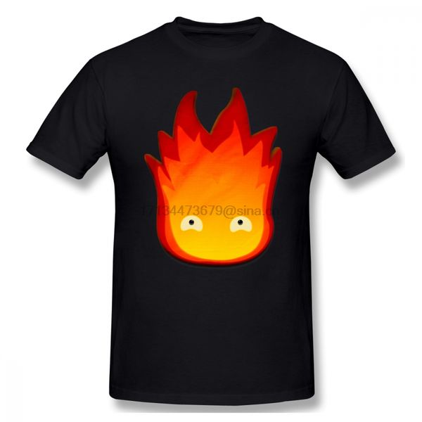 

calcifer howl moving castle men t shirt drop shipping cosplay plus size o-neck cotton short sleeve men shirts