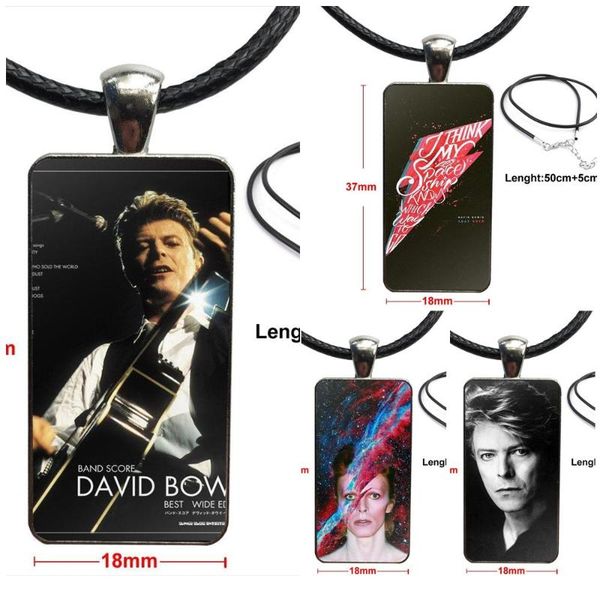 

for gift glass cabochon jewelry steel color with long pendant choker rectangle necklace david bowie, Silver