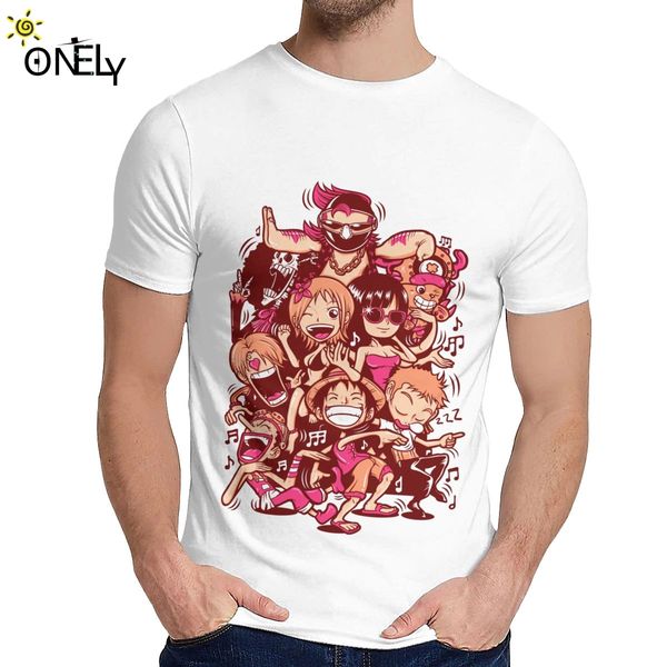 

one piece the straw hat pirates luffy sanji zoro tony chopper t-shirt man's style cute cartoon quality round neck t-shirt