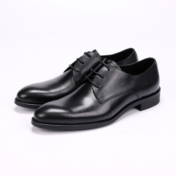 

leather shoes business dress shoes wedding ever zapatos oxfords chaussure homme lace-up de hombre leather genuine, Black