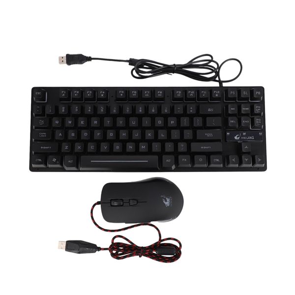 

ziyou lang k16 проводные 87-key gaming gaming robotic клавиатура и v6 проводная rgb led подсветкой usb эргономичная мышь комбинация