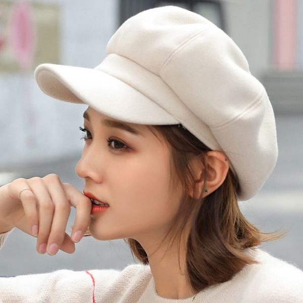 

sboy hats auutmn winter for women solid plain octagonal cap men ladies casual wool hat beret painter, Blue;gray