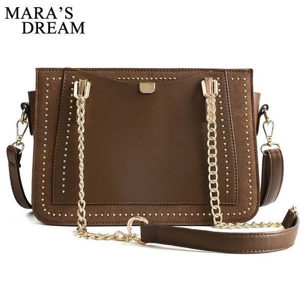 

mara's dream 2020 new solid color matte three-dimensional square bag polyester rivet shoulder diagonal portable bag