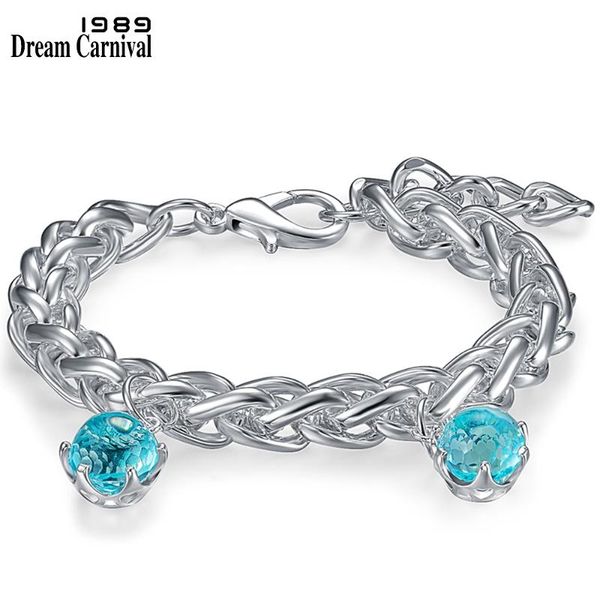 

dreamcarnival1989 new arrive bracelet for women selling special cut cz sky blue color stone elegant jewelry wholesale wb1238, Golden;silver
