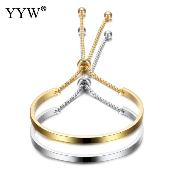 

link, chain yyw stainless steel simple charm adjustable bracelet gold silver color birthday friend gifts for women girl jewelry, Black