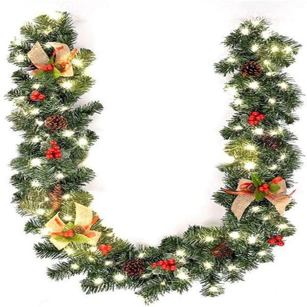 

christmas decorations led rattan garland decorative green artificial xmas tree banner year fireplace decoration
