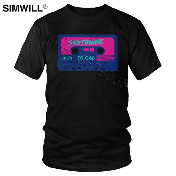 

male synthwave retrowave aesthetic t-shirt vintage drive laser cassette t shirt short sleeved cotton graphic tee trendy clothing