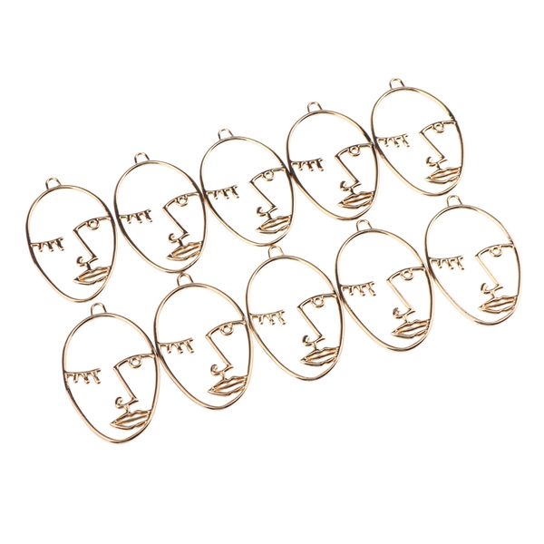 

10x diy hollow out face shape pendant for necklace earring jewelry making, Silver