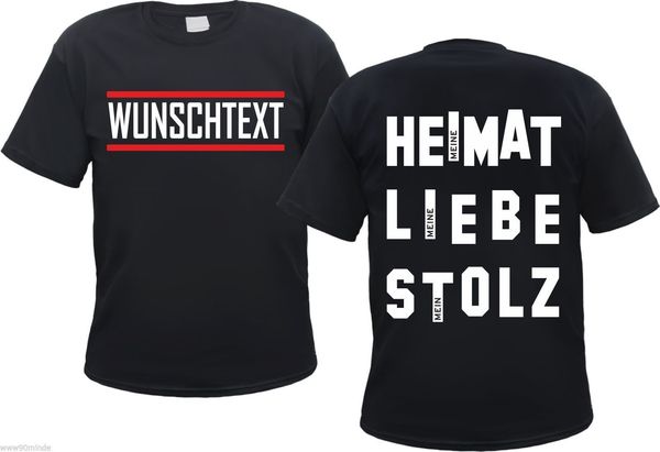 

heimat / liebe / stolz t-shirt with custom text - s to 3xl - black and white red