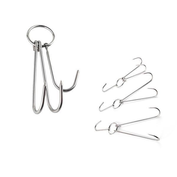 

4pcs stainless swivel meat hook rings butcher hooks kitchen tool 0.45x34cm