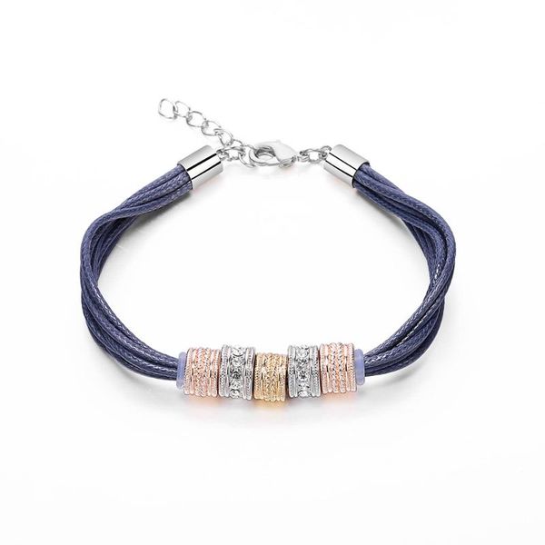 

multi layer leather rope bracelet for woman crystal circle beads mix color charms bracelet girls gift fashion jewelry new design, Golden;silver