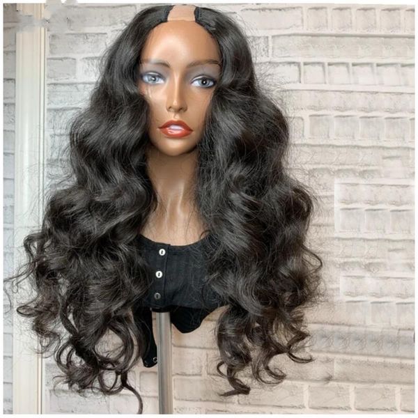 

lace wigs magic love 180% density u part wig human hair body wave remy brazilian for women, Black;brown