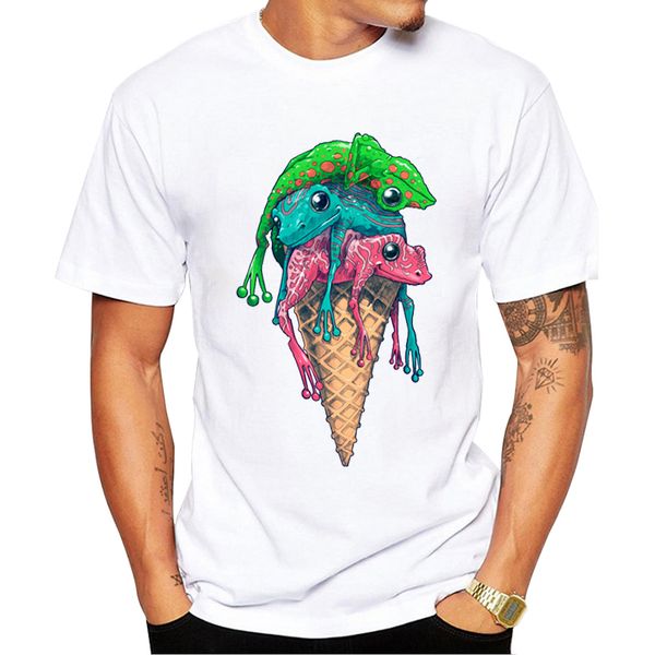 

teehub fashion icecream frog printed men t-shirt summer colorful frog tshirts short sleeve funny tees casual