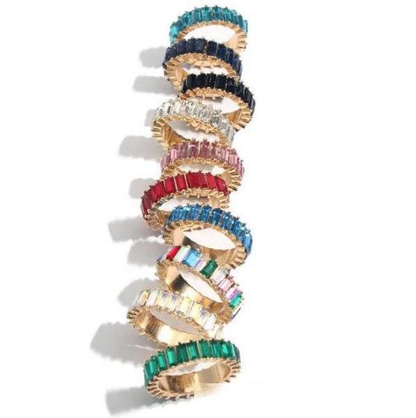 

rainbow diamond rings girl crystal ring women stainless steel diamond rings fashion metal jewelry striped colorful ring party favor