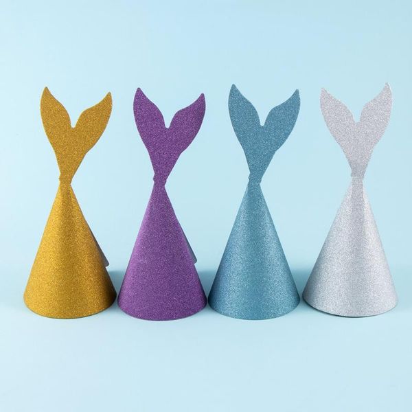 

10 pcs cute mermaid tail hat birthday party decor paper craft caps children supplies kids birthday party accessories