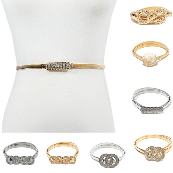 

luxury 2020 sweet japanese cute rhinestone inlaid buckle 1cm wide metal thin belt ladies new metal spring waist chain bg-1340, Black;brown