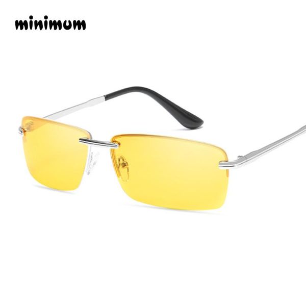 

minimum rimless sunglasses men polarized 2020 men's sun glasses uv400 night vision driving sunglasses eyewear, White;black