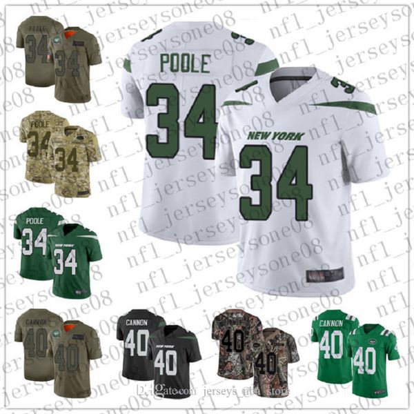 

2020 Custom Mens women youth new york jets 34 Brian Poole 40 Trenton Cannon green black Football 100th Season Vapor Limited Jersey