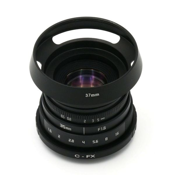 

new mini 35mm f1.6 cctv tv movie lens + c mount for fuji fujifilm x-pro1 + hood