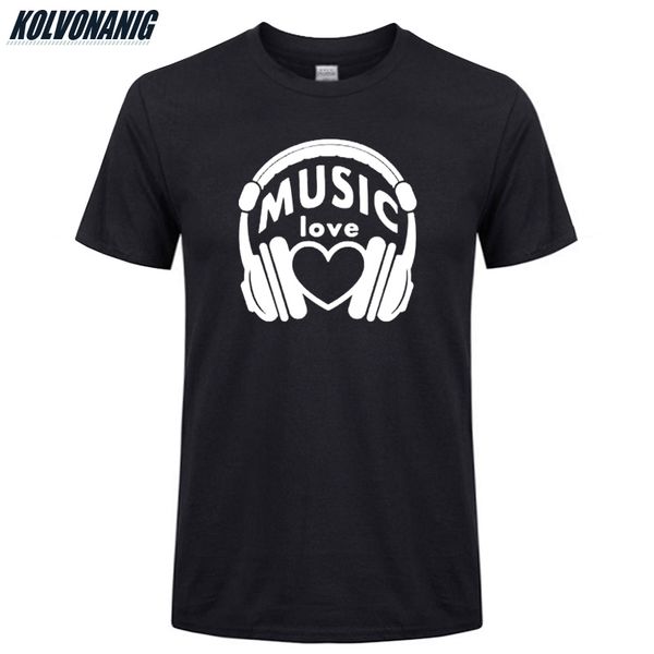 

kolvonanig headphone love music headset print t shirts men cotton o-neck short-sleeved hip hop men's t-shirt