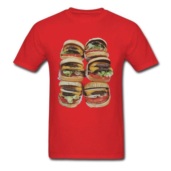 

fitted men t-shirts 6 pack burger funny tshirt casual short sleeve t shirt summer o neck 100% cotton tees shirt unique red