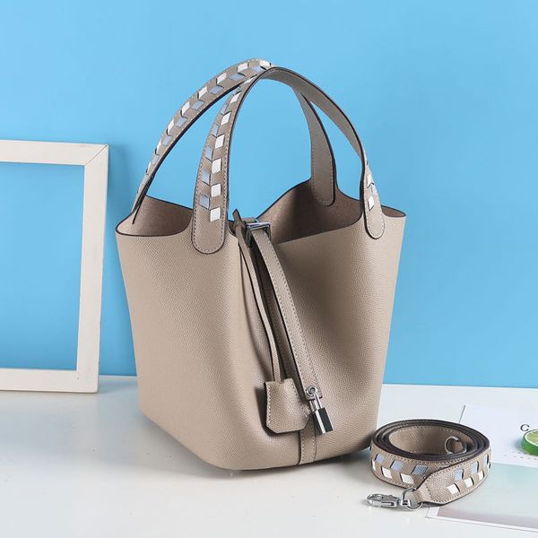 

new hand-woven vegetable basket bag new palm print bucket bag shoulder messenger different size bags