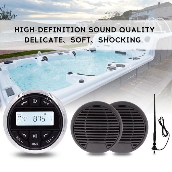 

marine stereo audio bluetooth radio receiver fm am car mp3 player for motorcycle yacht atv utv+3 inch waterproof speaker+antenna