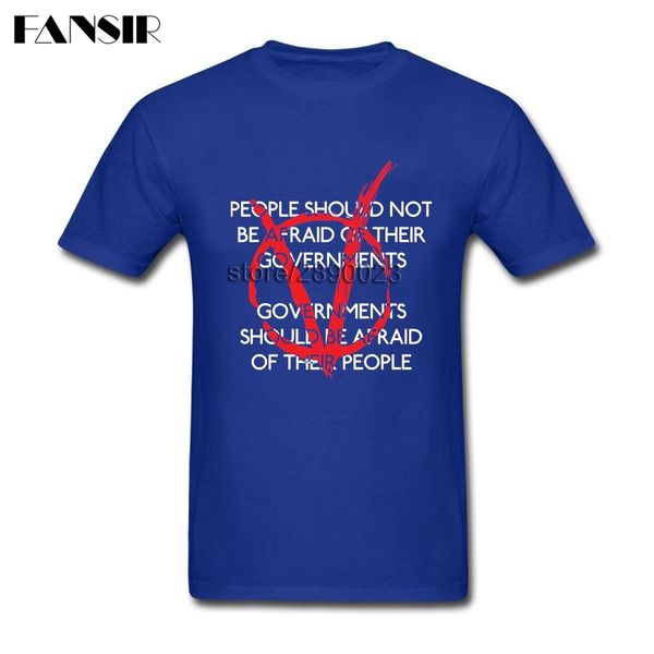 

governments should be afraid movie v for vendetta mens t shirts cotton short sleeve t-shirts homme tees shirt