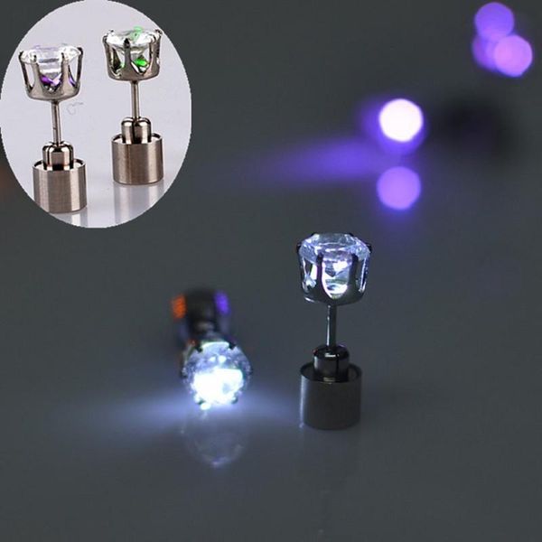 

crystal led earrings ear studs with led light for pub bar party halloween christmas 9 colors red green blue pink blue yellow wholesale