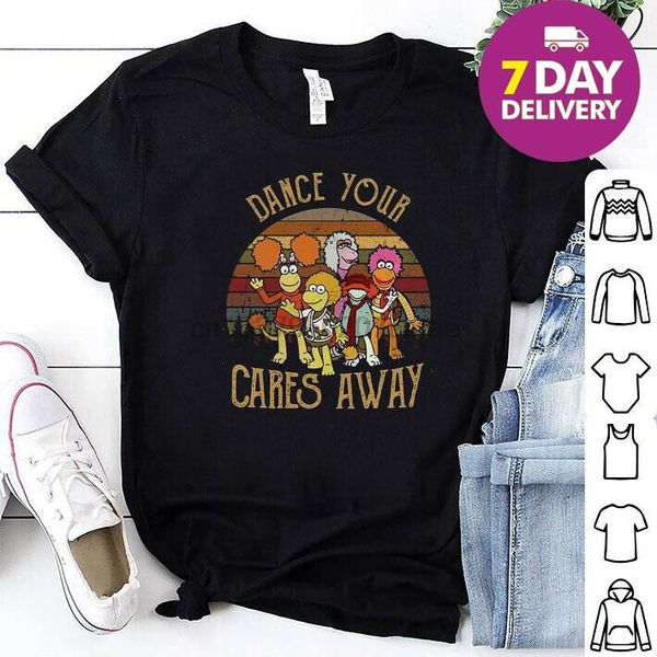 

sunset fraggle rock dance your cares away shirt black cotton full size