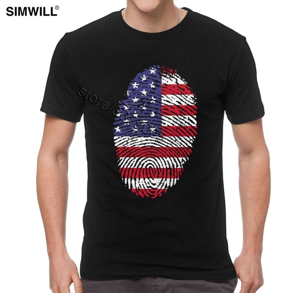 

retro usa fingerprint tshirt men graphic soft cotton t-shirt crew neck tee short sleeves national pride t shirt