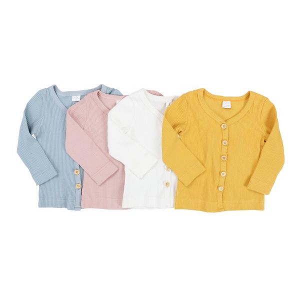 

kaiya angel boutique children girls ribbed outwear long sleeve kids solid spring coat 2020 button clothes wholesale, Blue;gray