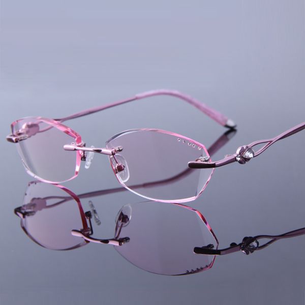

sunglasses elegant rhinestone reading glasses women rimless frame pink eyeglasses hyperopia frameless for read optic presbyopic eye, White;black