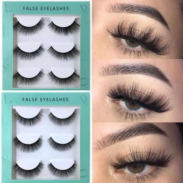 

3 pairs 25mm 3d faux mink hair false eyelashes thick criss-cross wispy cross fluffy lashes extension handmade eye makeup tools