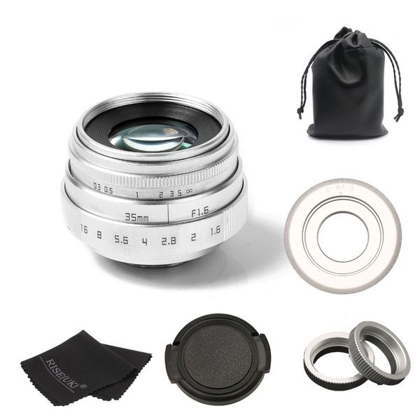 

silvery arrive 35mm f1.6 c mount cctv camera lens ii for m4/3 / mft mount camera adapter silver
