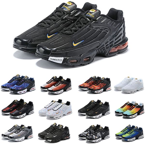 

2019 new tn 3 plus iii tuned men women running shoes airs tns requin trainers mens femme sports chaussures sneakers size 5.5-11 mn156, Black