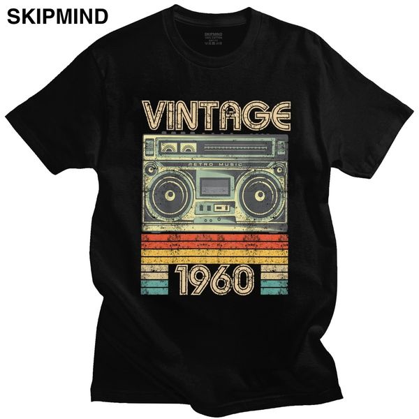 

vintage born in 1960 radio t shirt men 100% cotton t-shirt short sleeve 60th birthday gift 60 yeas old school tee clothing