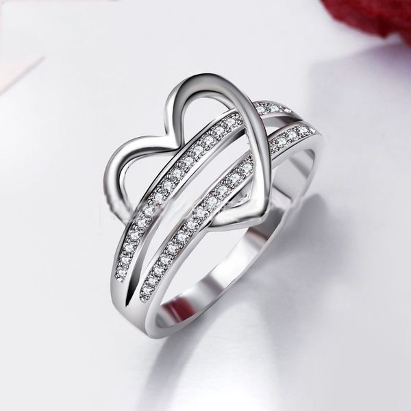 

silver ring for women fashion jewelry crystal heart rings engagement rings wedding accessories xmas giftswedding valentine's day, Golden;silver